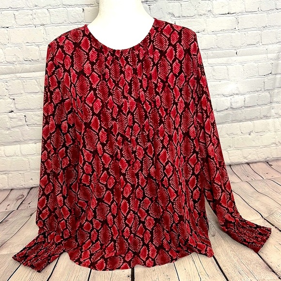 Michael Kors Tops - Michael Kors red snakeskin blouse